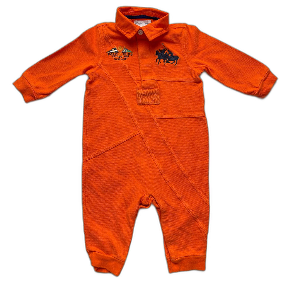 Ralph Lauren Yacht Club Polo Romper One-Piece Orange Size 6 months